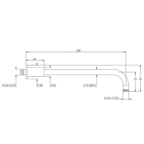 Lefroy Brooks Modern Short Projection Arm Chrome 330mm TT1734CP