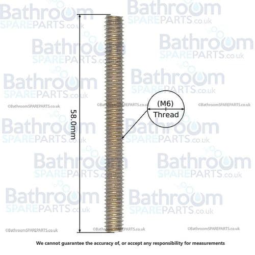 M6 x 60mm Stud Bolt and Nut Pack of Two M6STUD001