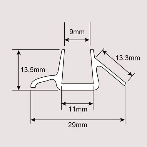 Majestic 10mm 1672-01 Horizontal Bottom Door Seal 1000mm 1904000500