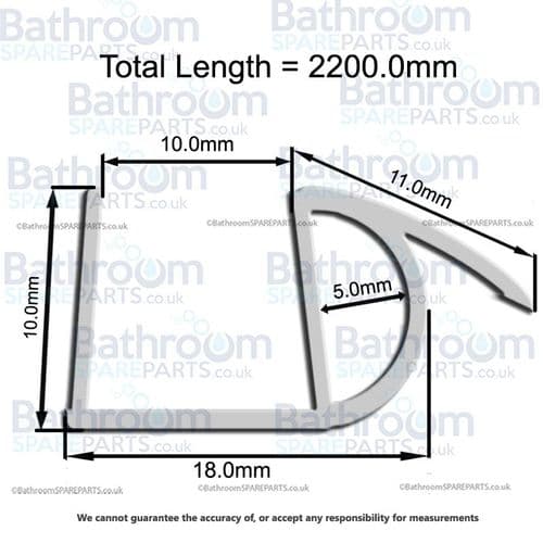 Majestic 10mm 1833-01 Glass To Glass 90° Vertical Seal 2200mm 1901001500