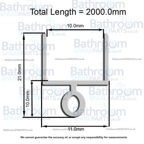 Majestic 10mm 1929-02 Vertical Glass to Wall Seal 2000mm 1902000500