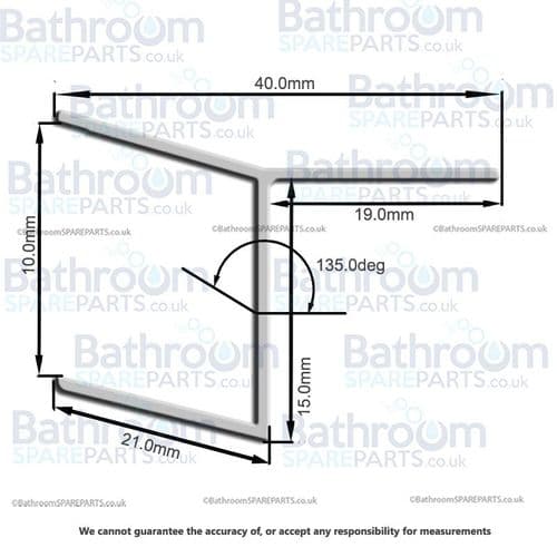 Majestic 10mm 1951-01 Glass To Glass 135° Vertical Shower Door Seal 2000mm 1901001000