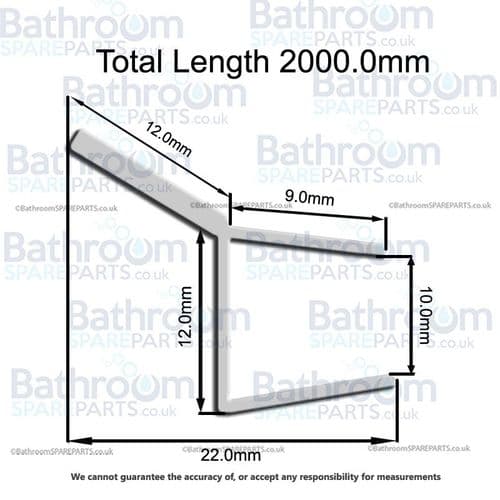 Majestic 1785-01 Vertical 2000mm Glass To Wall Seal 1902000600