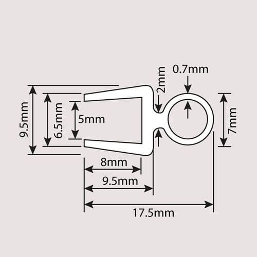 Majestic 6mm 1474-01 Glass To Wall Vertical Seal 2000mm 1902000300