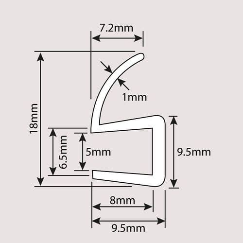 Majestic 6mm 1475-02 Glass To Glass Vertical Seal 2000mm 1901000700