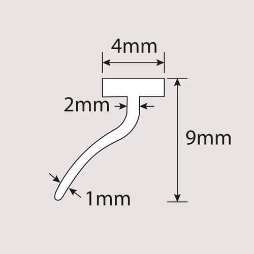 Majestic 8mm MAJ019 Black Rubber Horizontal Door Seal 1000mm 1904000200