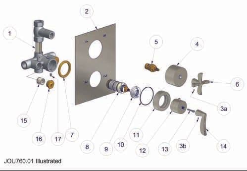 Marflow Joust Concealed Thermostatic Shower Valve JOU760.01 Spare Parts