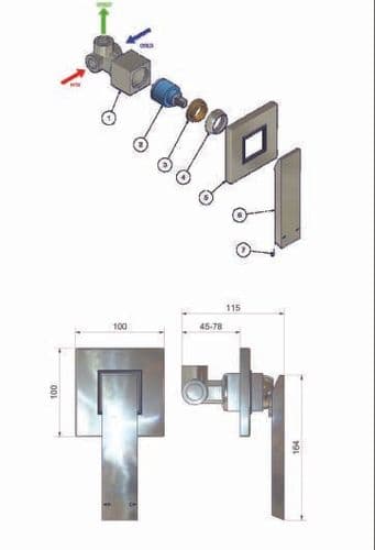 Marflow Oblique Concealed Manual Shower Valve OBL720 Spare Parts