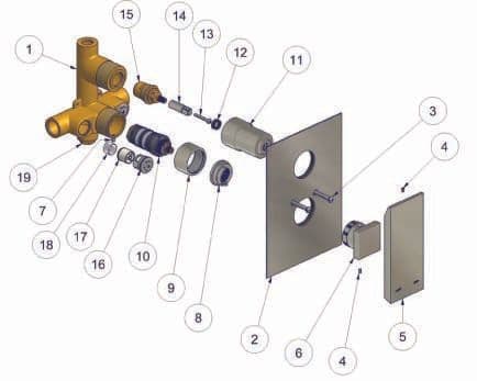 Marflow Oblique Thermostatic Shower Valve Concealed OBL760 Spare Parts
