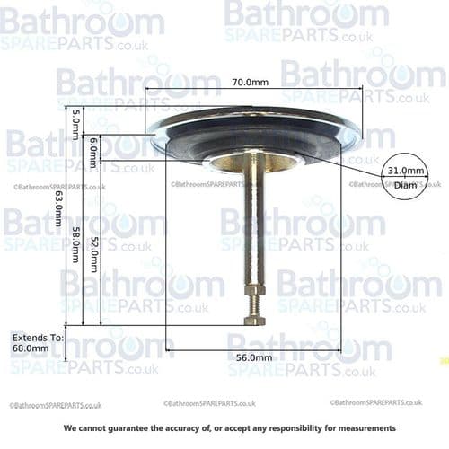 McAlpine 70mm Bath Pop Up Waste PUWBR70PlUG-CP