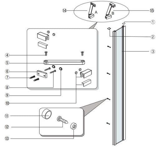 Merlyn 8 Series 1740-1800mm Sliding Door with Inline Panel M88271P2H ...