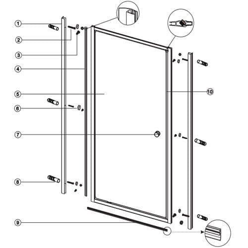 Merlyn Ionic Source 760mm Pivot Door A1206B0 Spare Parts