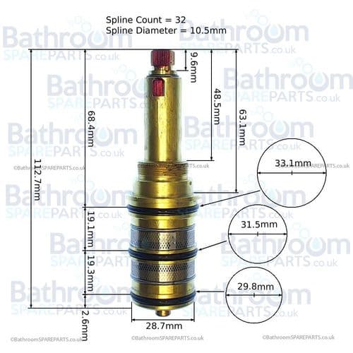 Merlyn Thermostatic Brass Cartridge SP0TC100