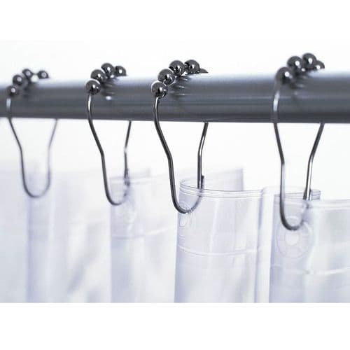 Metal Roller Ball Shower Rings (x12) Silver 500504