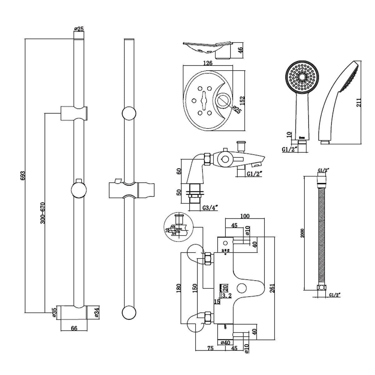 Methven Thermostatic Bath Shower Mixer With Kit Chrome TLVBSM1B Spare Parts