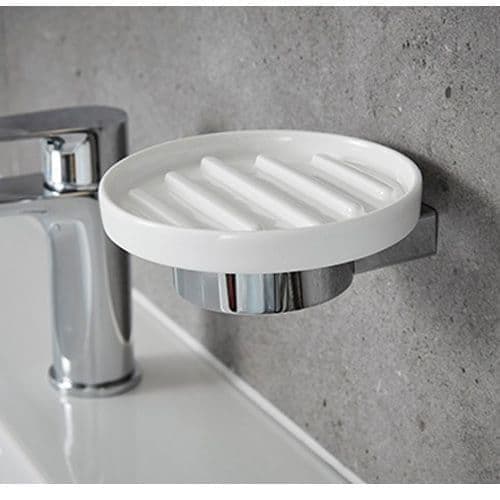 Miller Boston Chrome White Ceramic Soap Dish 8104C