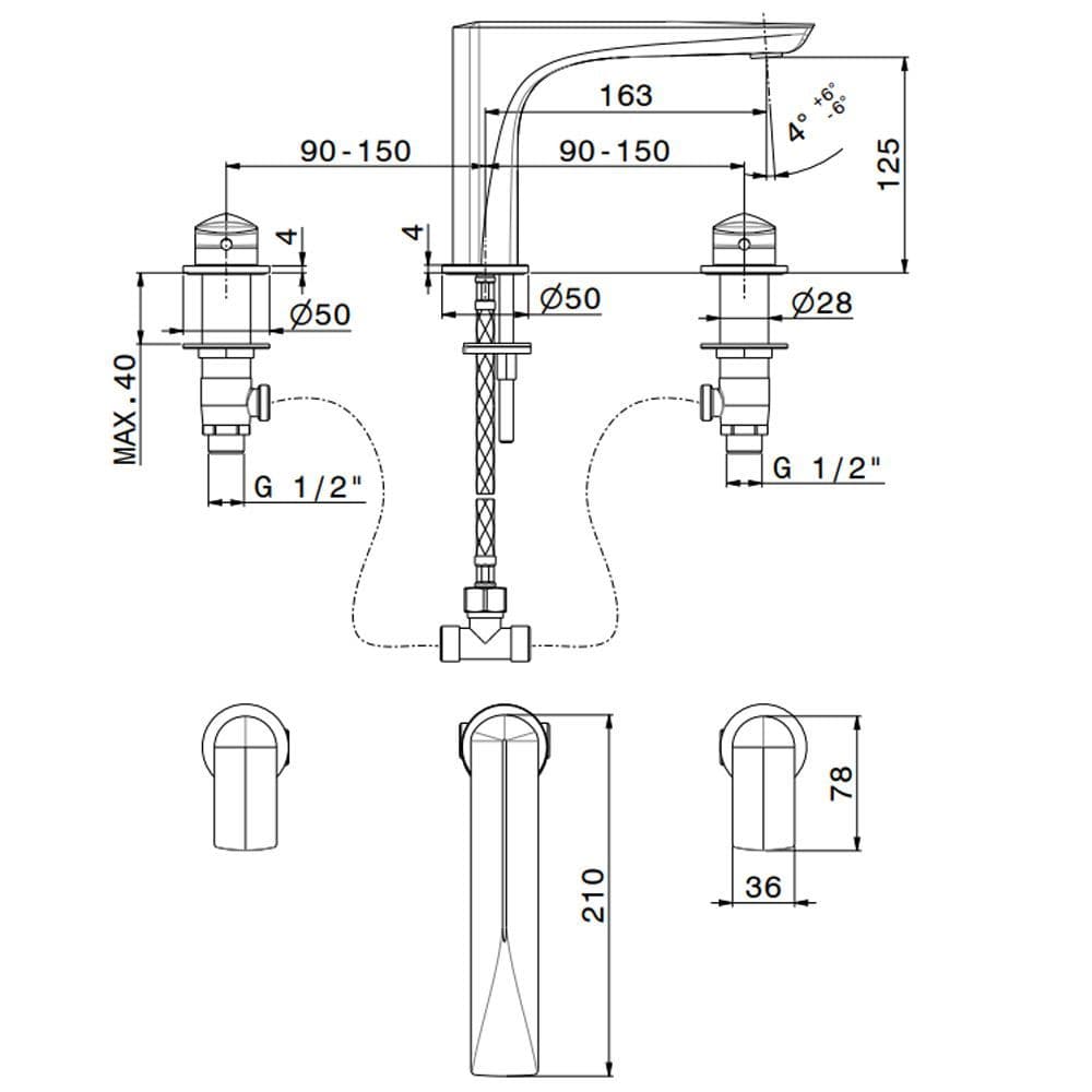 Newform Delta Zero 3-Hole Basin Group Without Pop-Up Waste Set 72200 ...