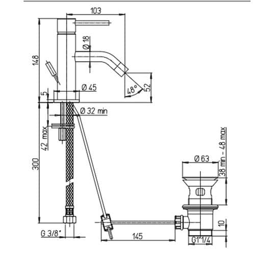 Paini Cox Basin Monobloc c/w Pop Up Waste- Low Pressure 78CR211APPL