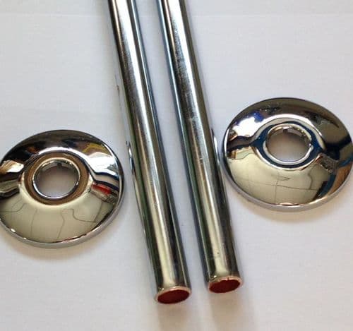 Pair Chrome Radiator Pipe fixing Set Pipe 300mm and Rosette  RXEL-PIPEINSTAL-ch