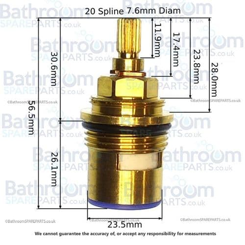 Pegler  3/4" Quarter turn Ceramic disc tap cartridge valves EBDISC012