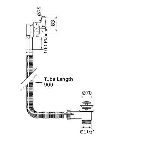 Perrin & Rowe 900m Combined Pop-Up Waste And Overflow With Concealed Pipes 6715CP