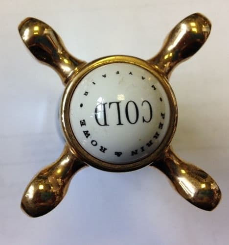 Perrin & Rowe Chrome/ Gold  Cold Basin Handle and Escutcheon EBPR003