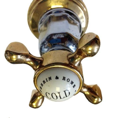 Perrin & Rowe Chrome/ Gold Cold Basin Handle and Escutcheon EBPR003