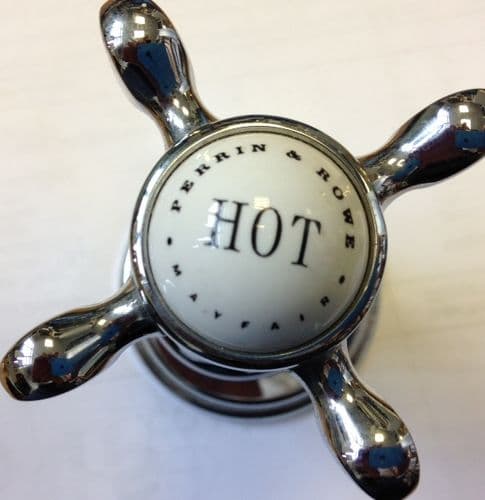 Perrin & Rowe Chrome Hot Basin Handle and Escutcheon EBPR002