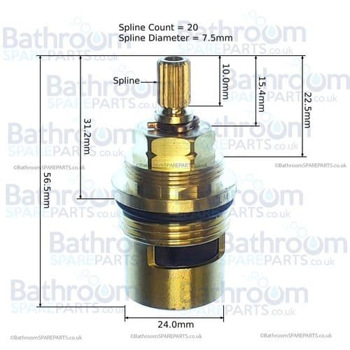 Perrin & Rowe Contemporary 3/4" Quarter Turn Valve Clockwise Open 9.13500