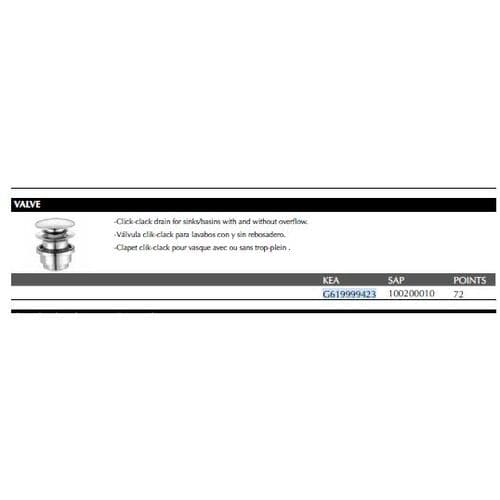 Porcelanosa Blanco Click Clack Drain 100200010