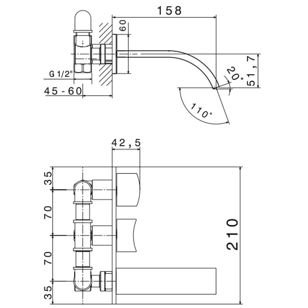 Porcelanosa Imagine Wall Mounted Basin Mixer 100038843 Spare Parts 