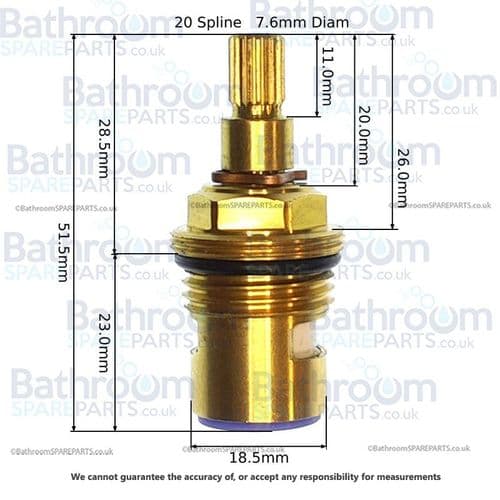 Porcelanosa Tina On/Off Clockwise Close Cartridge 250025516