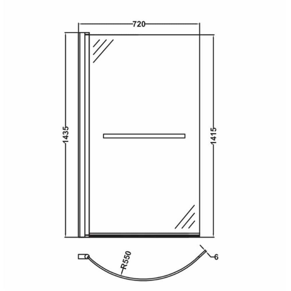 Premier Showers P Shape Curved Bath Shower Screen with Rail NCSR2 Spare