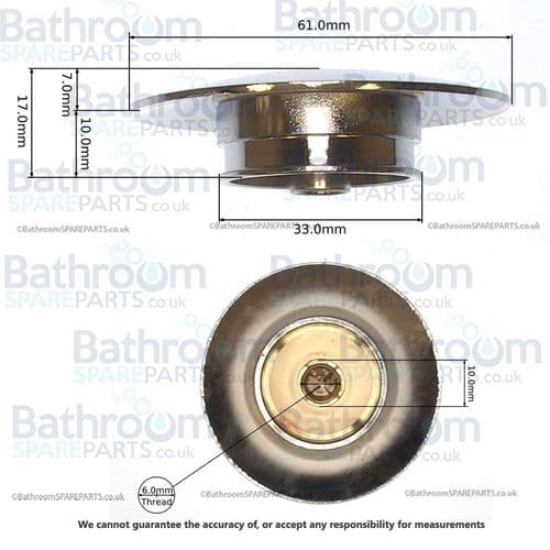 Pura Basin Clicker Waste Top Chrome with washer (Large Dome) CB002P