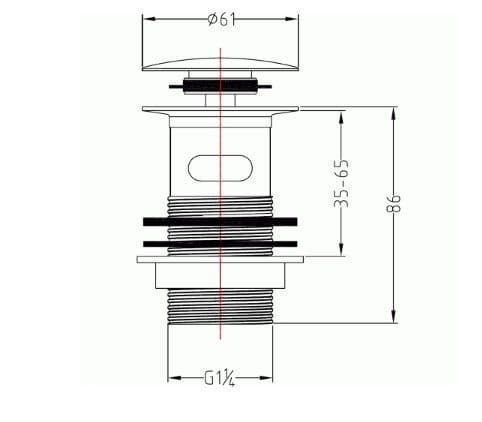 Pura Basin Clicker Waste With Removable Hair Catch Slotted CB003