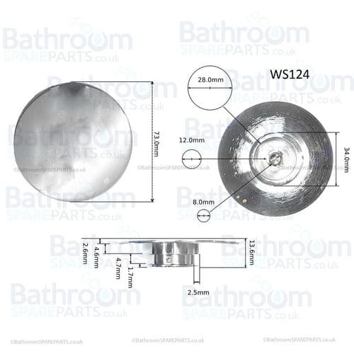 Pura CB105 Bath Clicker Waste Chrome Plug Replacement  WS124
