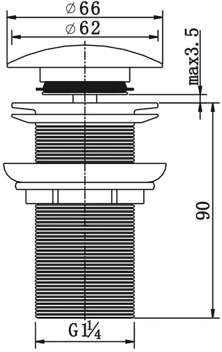 Pura Deluxe basin clicker waste unslotted CB101