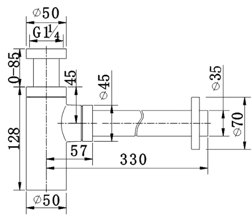 Pura Minimalist 1 1/4" Chrome Bottle Trap MB200