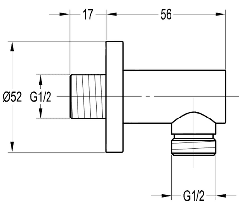 Pura Round brass wall outlet elbow KI120