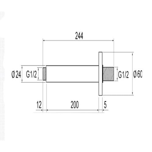 Pura Round ceiling-mounted shower arm 200mm  KI032