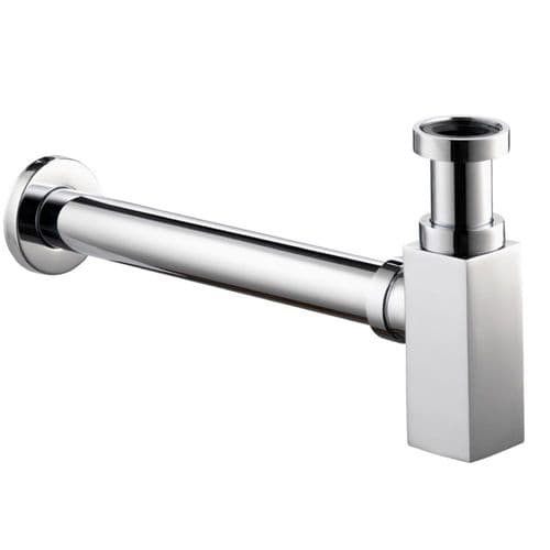 Pura Square 1 1/4" Chrome Bottle Trap and Pipe SB200