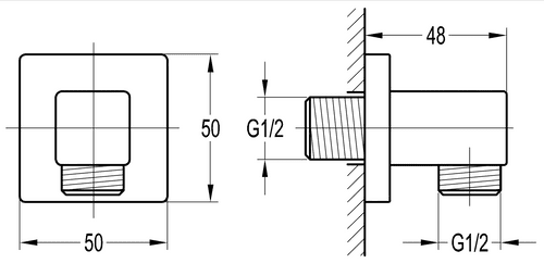 Pura Square brass wall outlet elbow KI121