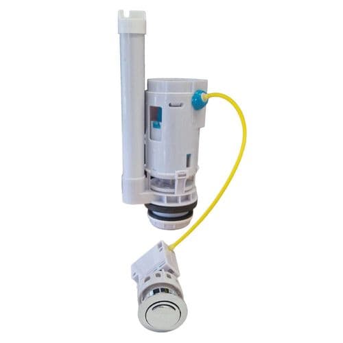 R&T A2432 2" Dual Flush Valves 440mm Steel Cable With A243221 Chrome Round Push Button AF042700-0005