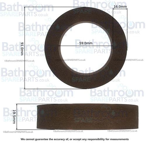 R&T Doughnut Washer R610116  Bowl Gasket For 2" Toilet Cradles AF042700-L4