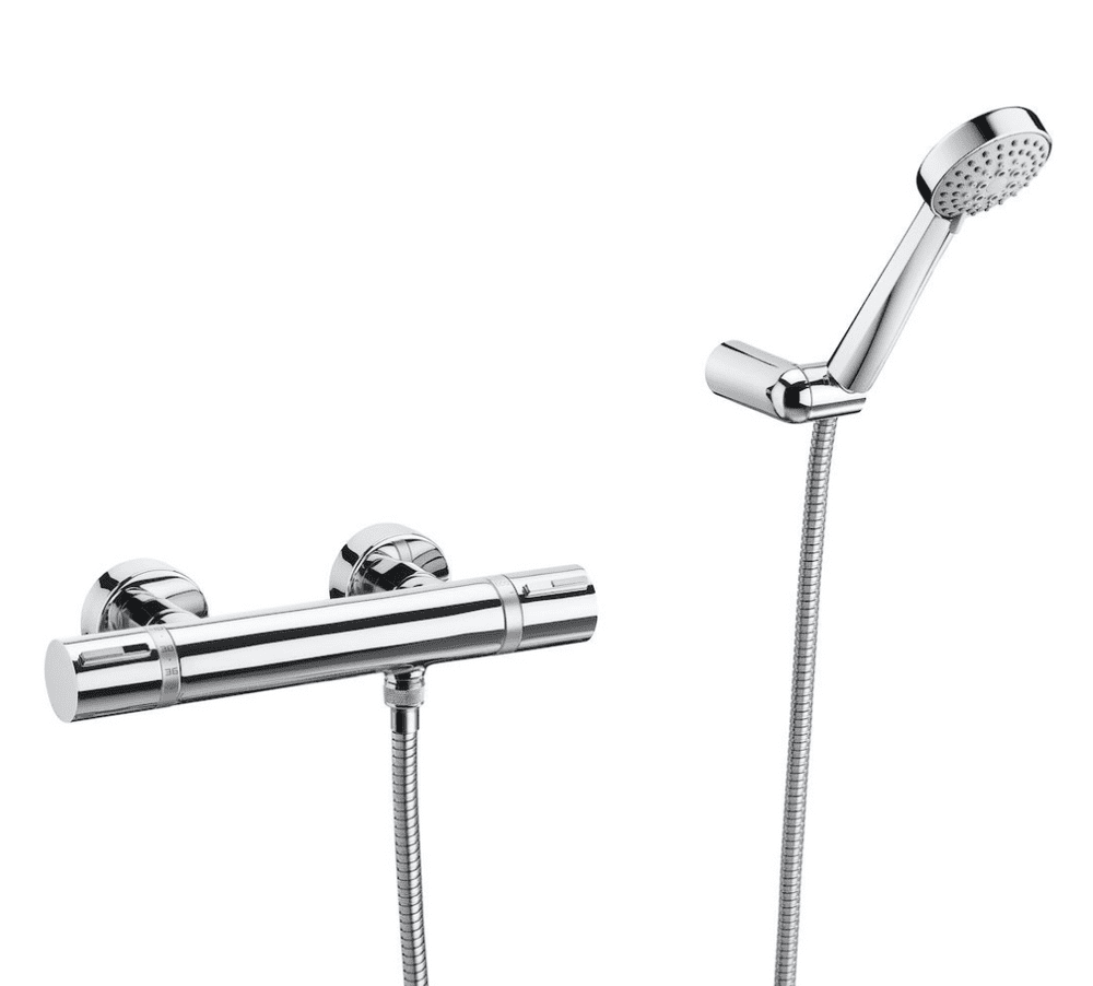 Roca T-1000 Thermostatic Wall Mounted Shower Mixer with Handshower ...