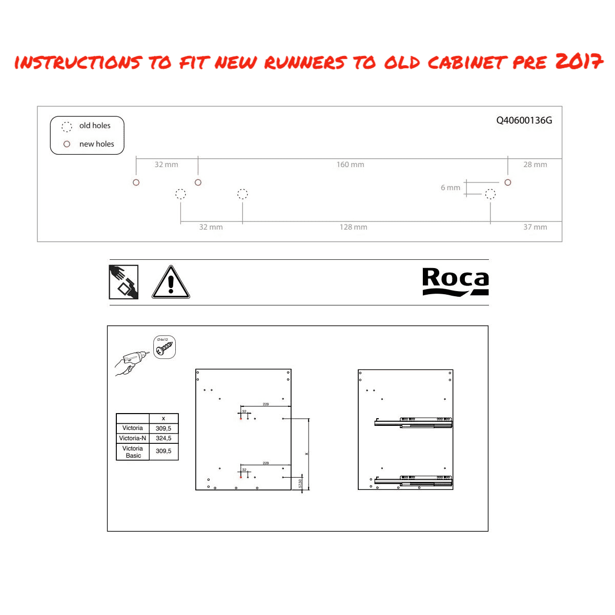 Roca Victoria 60cm Basin Unit Drawer Runners AU0005000R