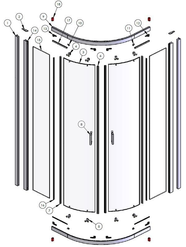 Roman Showers Haven8 900 x 900mm Two Door Quadrant Shower Enclosure ...