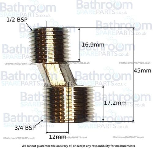 Shower Chrome Shroud with 45mm Union Offset 3/4 x 1/2"  BSPU005