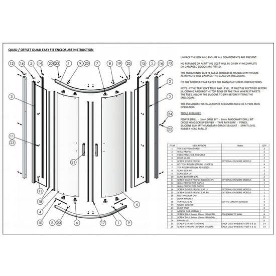 Shower Door Miscellaneous Parts
