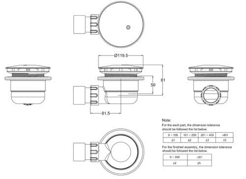 Simpsons High Flow Shower Waste Brush Brass STHFW6190F